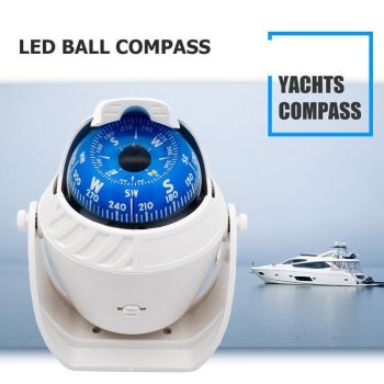1Pc Boat Compass with Built In Light White 65mm Pivoting Card for Marine Use