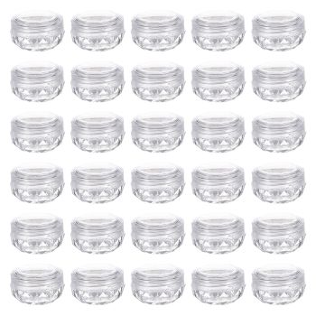 Cosmetic Cream Jar Bottle 50PCS 5g Transparent Round Refillable Sample Container - White Flat Lid Jar