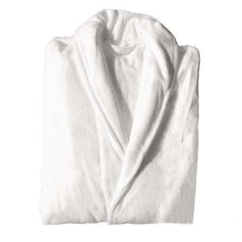 Cotton Kimono Collar Bathrobe Hotel Quality Thick Fleece Towel Embroidered Robe - Waffle