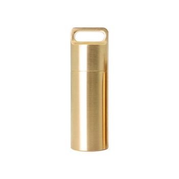Waterproof Pill Box Case Bottle Brass Container Keyring Medicine Capsule Holder - L