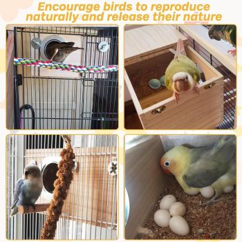 Natural Wooden Breeding Box Durable Parrot Hatching Box Nesting Box for Birds