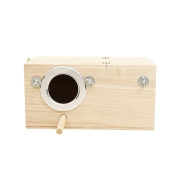 Wooden Nest Bird Breeding Box Parakeet Parrot Cockatiel Cage Nesting House S M L - S-19.5*12*12cm