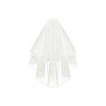 Bridal 2 Layer Wedding Veil with Comb Satin Edge Short Tulle for Women White Ivory - White