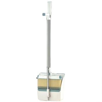 Folding Broom Dustpan Set Rotating Household Sweeping Hair Removal Cleaning Tool - White