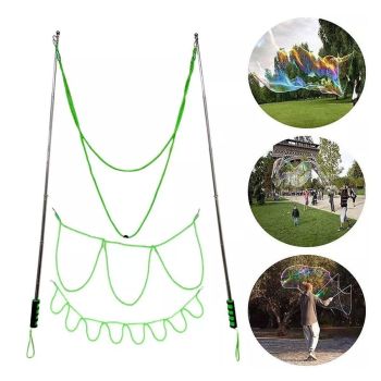 Double Pole Bubble Rope for Giant Bubble Show Outdoor Party Fun Activity - Green