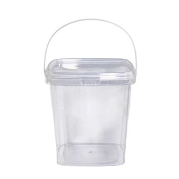 20pcs Plastic Round Bucket with Lid Transparent Portable Storage Gift Container - Round 1000ml