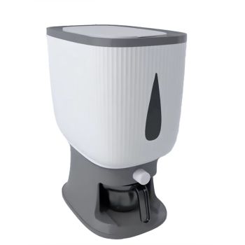 10kg Rice Storage Bucket Household Metering Rice Container Large Capacity - Grey