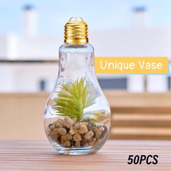 50PCS 100ML Transparent Bulb Bottle Plastic Candy Jar Storage Container Reusable