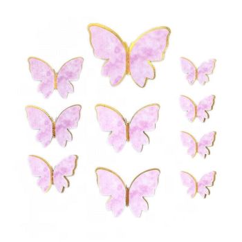 10Pcs Butterfly Paper Toppers Happy Birthday Cake & Festival Theme Decor - Pink Phnom Penh