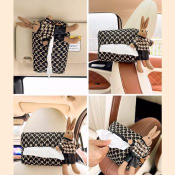 Car Tissue Box Cute Fabric Hanging Box for Car and Living Room Tissue Organizer