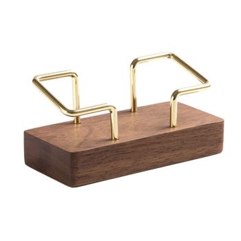 Business Card Holder Organizer Desk Display Stand Wooden Card Storage Box - Coffee