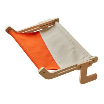 Window Hanging Cat Hammock Solid Wood Sun Bed Nest for All Seasons Durable - Grey+Blue