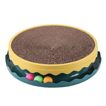 Cat Scratcher Turntable Toy Large Round Corrugated Board Nest Scratch Resistant - Blue