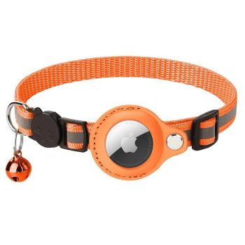 Reflective Pet Collar with Holder for AirTag Tracker – Anti-Lost Cat Dog Tag - Red