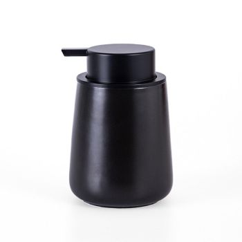 400ML Ceramic Stoneware Soap Dispenser Modern Design Lotion Pump Manual Bathroom - Black