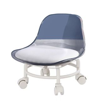 Stool with Universal Wheels Pulley Short Stool with Backrest Comfortable Seat - Pink