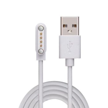 Universal Smart Watch Bracelet Charging Cable 4-Pin 2.54 Snap-on Charger Cords - White
