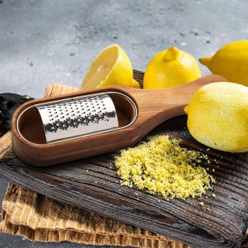 Premium Stainless Steel Cheese Grater with Acacia Wood Handle Scraper Planer