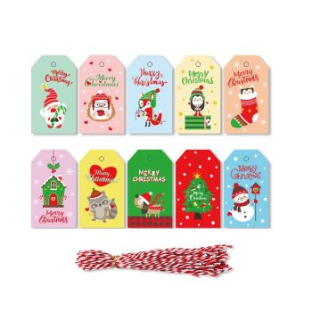 50PCS Christmas Kraft Paper Gift Tags Vintage Holiday Party Card Packaging Decor - 6