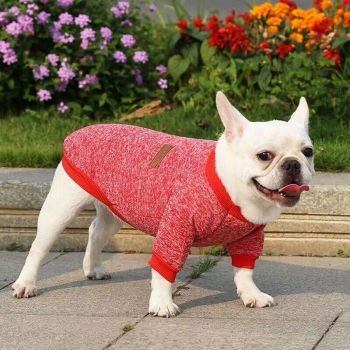 L Size Cute Pet Dog Warm Jumper Sweater Clothes Cat Knitted Coat Winter - Red