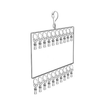 Stainless Steel Drying Rack Multi Function Windproof Underwear Clip Sock Hanger - 3-Tier