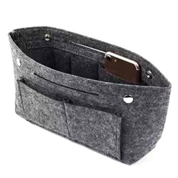 Travel Organiser Handbag Felt Bag Tote Insert Liner Purse Pouch Women 25*16*9Cm - Coffee