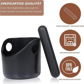 Coffee Knock Box Espresso Grounds Bin with Non Slip Base and Rubber Knock Bar 550ml