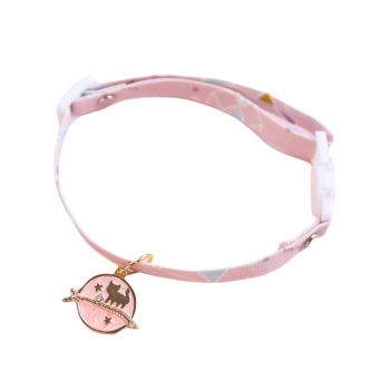 Adjustable Pet Collar with Buckle and Bell for Kitten and Dog Wearable Accessory - Pink