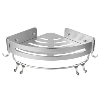 Wall Mounted Bathroom Shelf Triangle Corner Shower Storage Rack for Toiletries - Single layer with rod