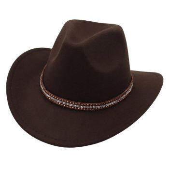 Western Cowboy Hat American  Jazz Hat for Men Women Upside Down Top Hat - Coffee