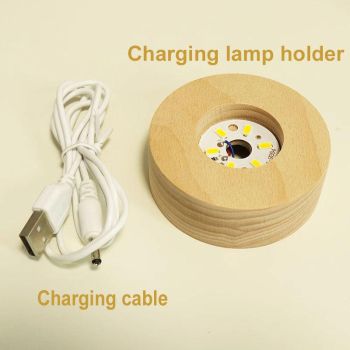 3D Crystal Solar System Ball with LED Light and Wooden Base 80mm Gift Decor