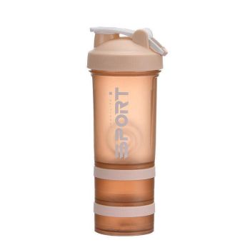 Powder Milkshake Drink Cup Sport Water Bottle 500Ml 3 Tier Protein Shaker Pill - Green