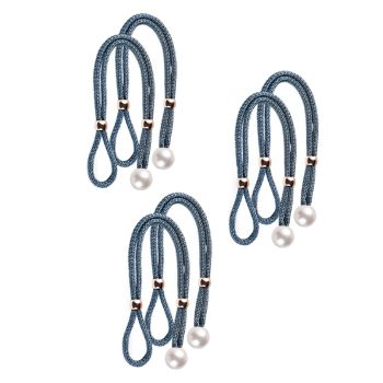 Curtain Tiebacks Pearl Strap Set 3 Pairs Decorative Buckle Holder Rings Hooks - Grey