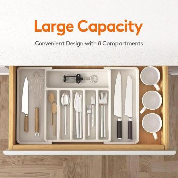 Portable Tableware Storage Box Telescopic Household Storage Tray Organizer