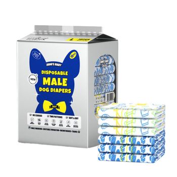 Male Disposable Dog Diapers Leakproof Breathable with Colour Indicator - L 63-81cm