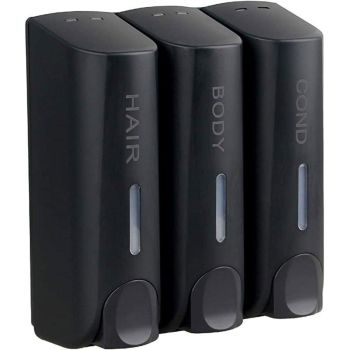 Hotel Wall Mounted Soap Dispenser Bathroom Shampoo Shower Gel Hand Soap Box - Black-Double
