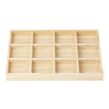 Wooden Jewellery Storage Box Display Tray Organizer for Rings Earrings Necklaces - Four Grids