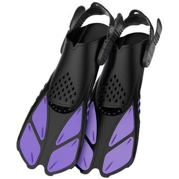 Adjustable Diving Flippers Swim Fins for Snorkeling Freestyle Training Gear - Purple-S/M