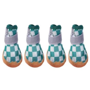4pcs Breathable Mesh Dog Shoes Small Pets Puppy Paw Protection Summer Boots - Pink-4