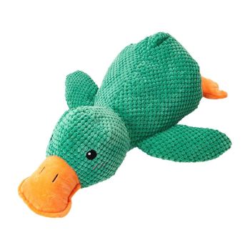 Plush Cartoon Duck Dog Toy Interactive Squeaky Pet Toy Durable Fun Chew Toy - Yellow