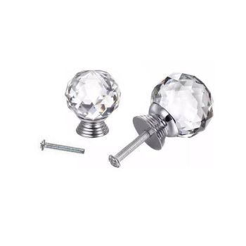Crystal Glass Cabinet Knobs Drawer Pull Handles Cupboard Door Knob with Screws 10Pcs - 40mm