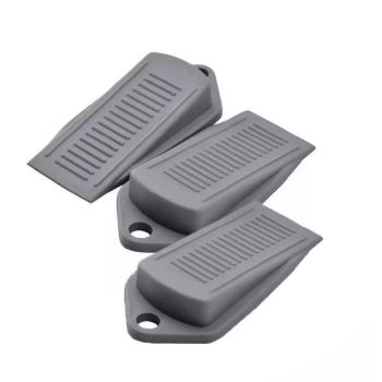3Pcs Thick Rubber Wedge Door Stoppers Floor Carpet Heavy Duty Door Stop Security - Grey