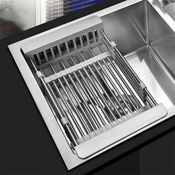 Stainless Steel Storage Sink Drain Basket Dish Drying Rack Kitchen Organizer Au