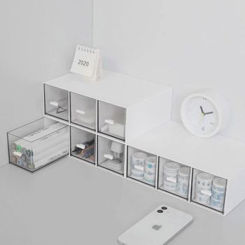 Storage Box 3Drawers DIY Desktop Plastic Transparent Coffee Sugar Jewelry Box