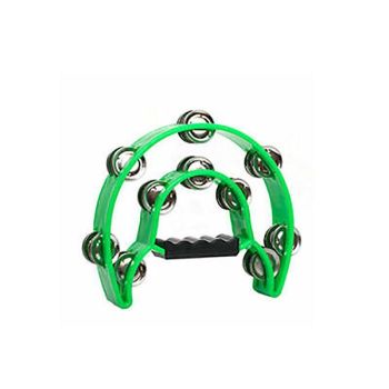 Double Half Moon Tambourine Handheld Musical Percussion Instrument Bell Drum - White