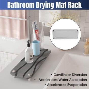 Quick Drying Diatomite Bathroom Mat Water Absorbing Mat Kitchen Drain Tray Rack - Dark Grey