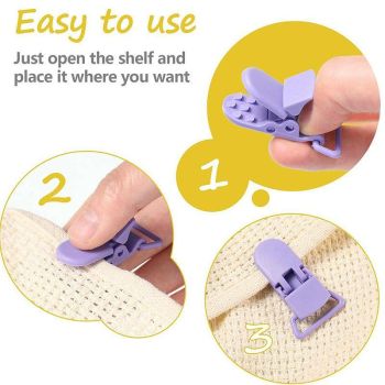 60 Random Colored Plastic Pacifier Dummy Clip Suspender Badge Holder for Crafts