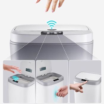 Sensor Trash Bin Touchless 16L White Automatic Motion Kitchen Rubbish Can