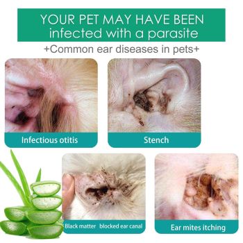 Pet Ear Drops for Cats Dogs Clean Mites Deodorize Itchy Ears Universal Solution