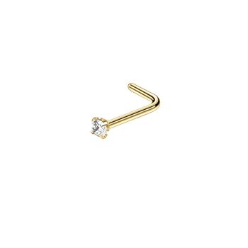 Stainless Steel Nosepiece with Gold Nose Stud Stylish Piercing Jewellery Women - L-Shaped Rod-2mm